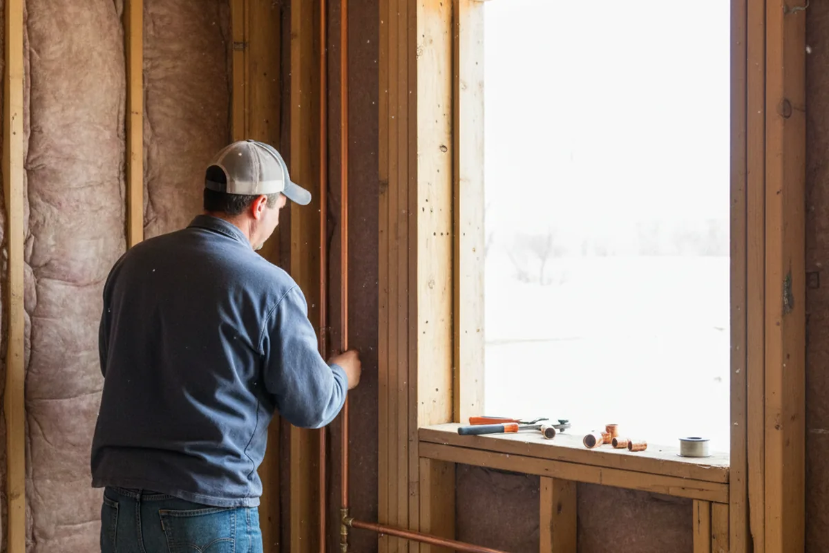 Licensed plumber running new copper supply lines in a Jonesville home