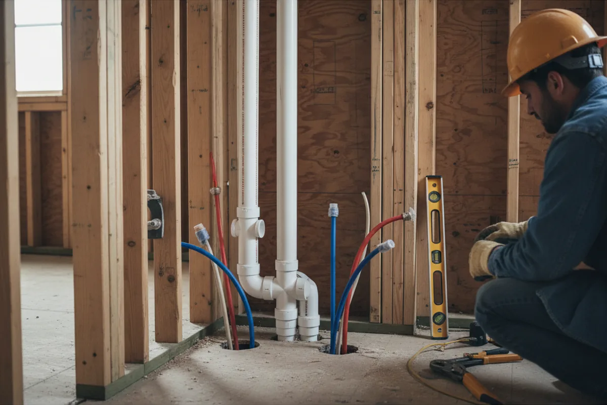 Drain and supply rough-in during Leak Detection in Jonesville